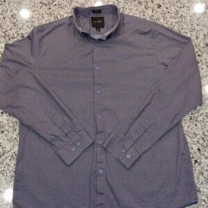 Mens 01.ALGO Shirt L Long Sleeve Button Up No Tuck Purple/Gray Dress Casual